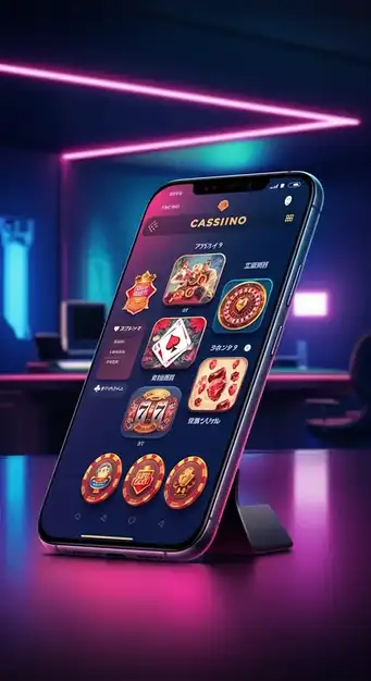 Interface de jeu Nine Casino affichant des machines à sous colorées et des options de menu pour une expérience utilisateur moderne et accessible